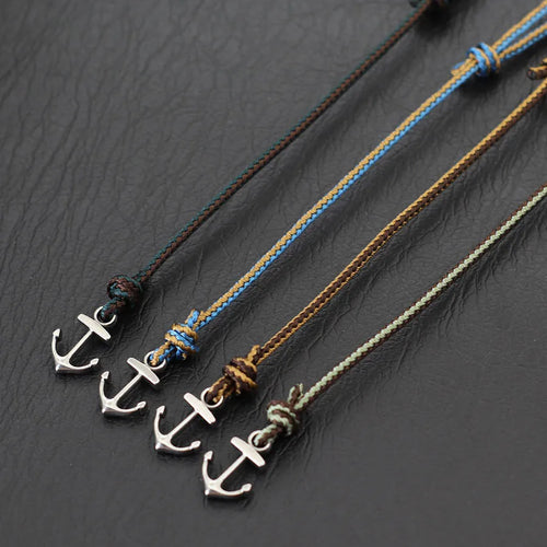 Fashionable Men Anchor Bracelet with Ethnic Cords Adjustable Handmade Premium Braclet Beach Surfing Jewelry Nautical Braslet
